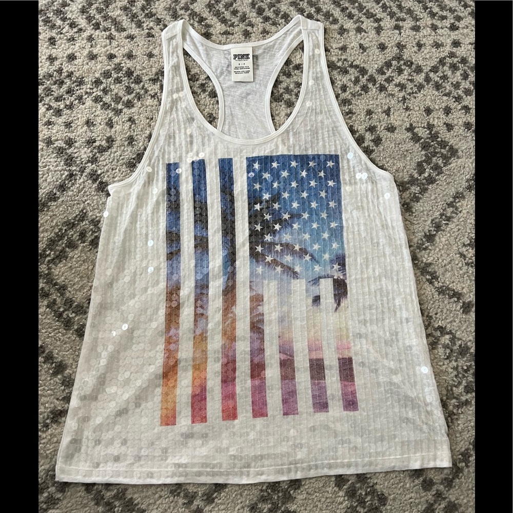PINK Victoria’s Secret Graphic Sequence Tank Top